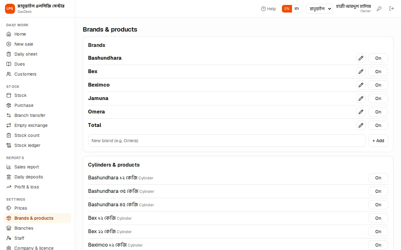 Brands & products page